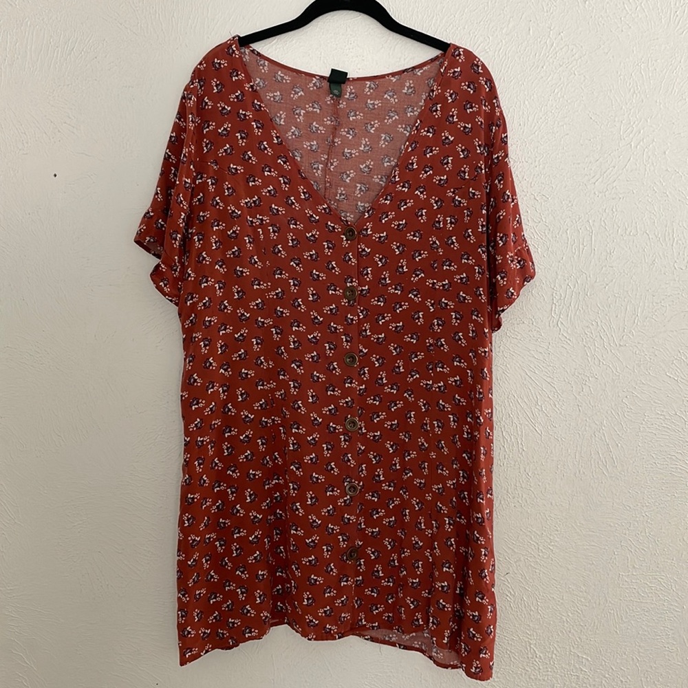 Button Up Short Sleeved Floral Dress